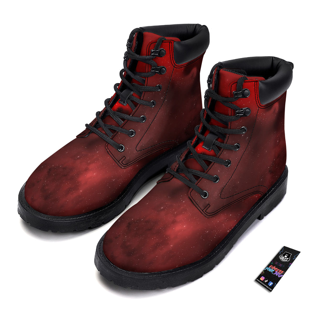 Space Cloud Red Galaxy Print Boots-grizzshop