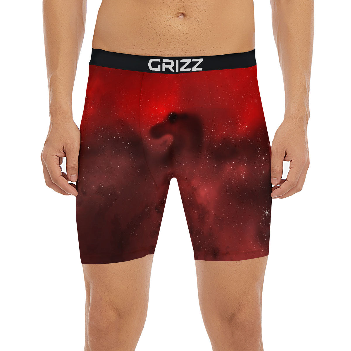 Space Cloud Red Galaxy Print Boxer Briefs-grizzshop