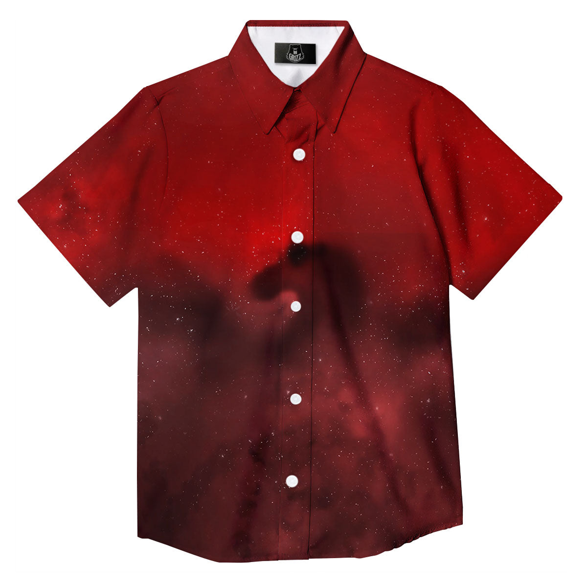 Space Cloud Red Galaxy Print Button Up Shirt-grizzshop