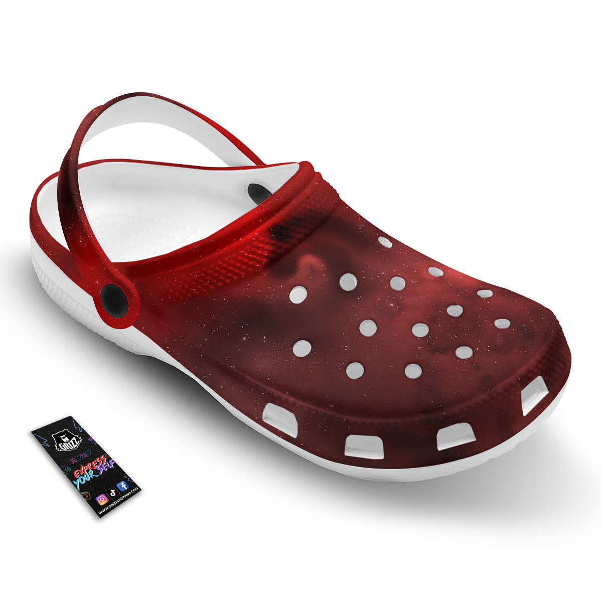 Space Cloud Red Galaxy Print Clog-grizzshop