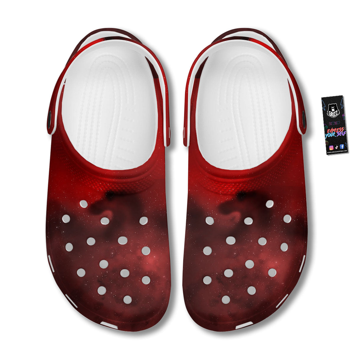 Space Cloud Red Galaxy Print Clog-grizzshop