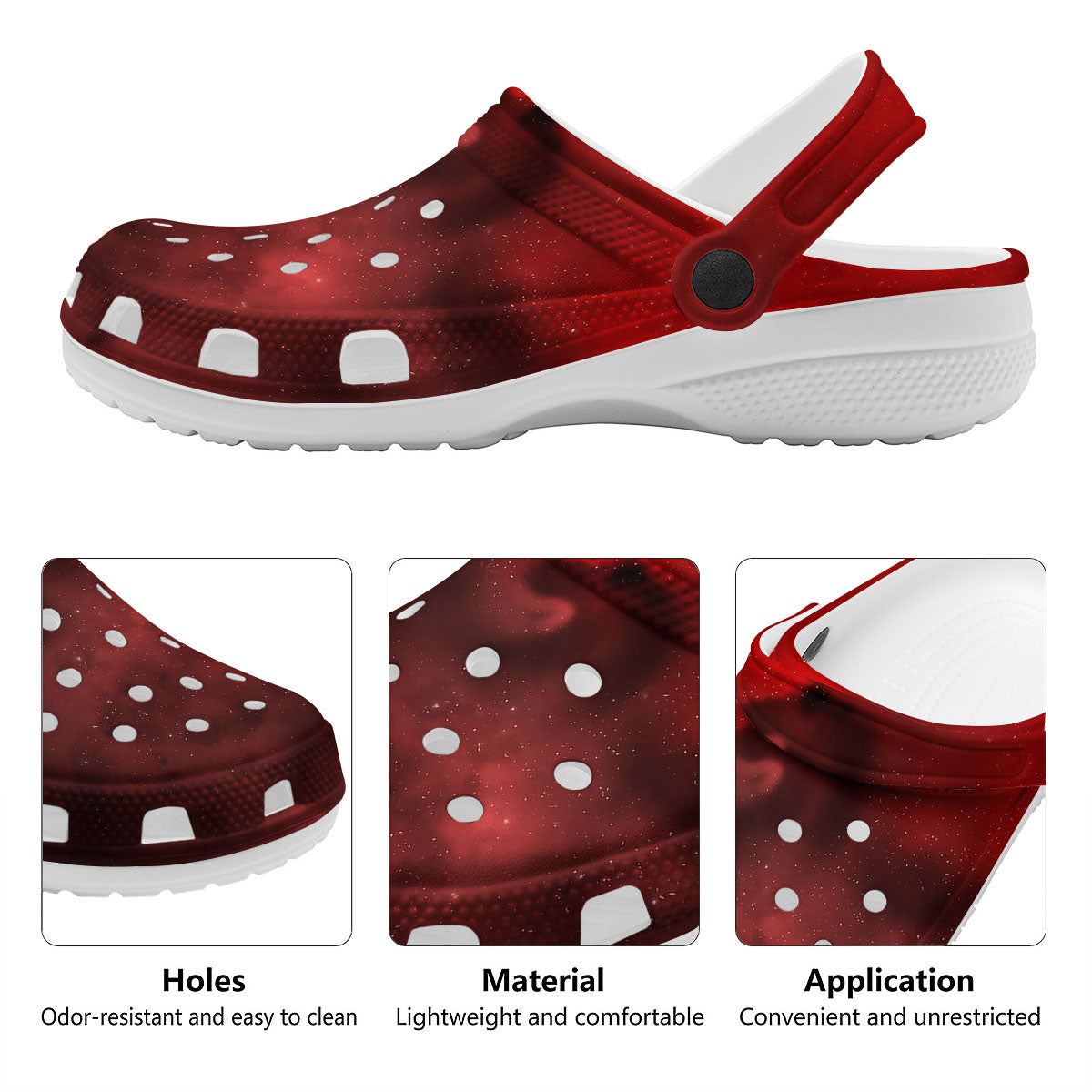 Space Cloud Red Galaxy Print Clog-grizzshop