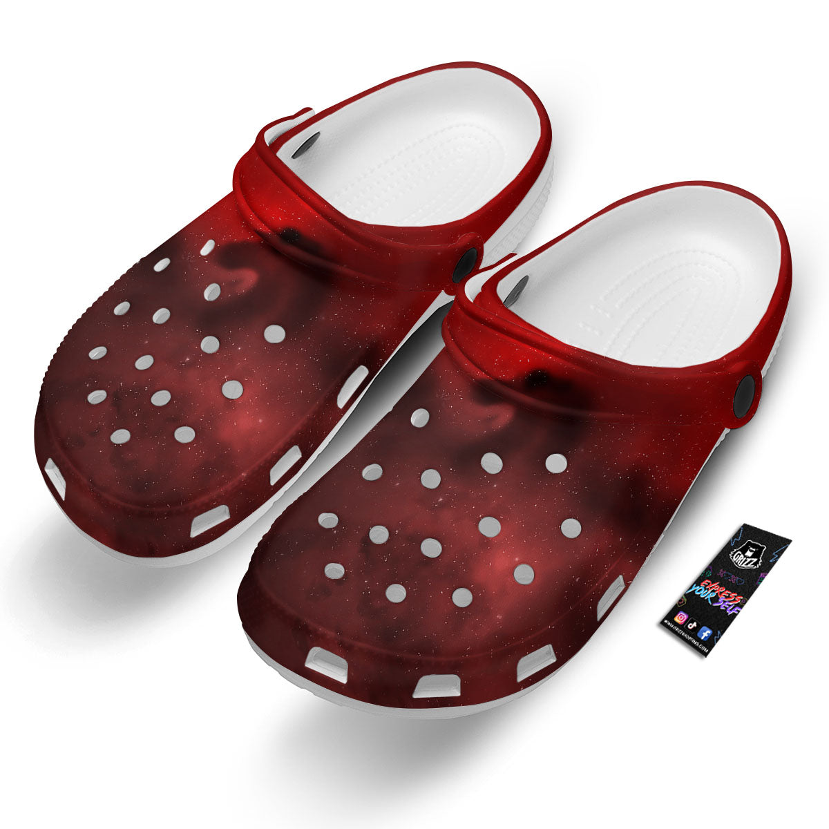 Space Cloud Red Galaxy Print Clog-grizzshop
