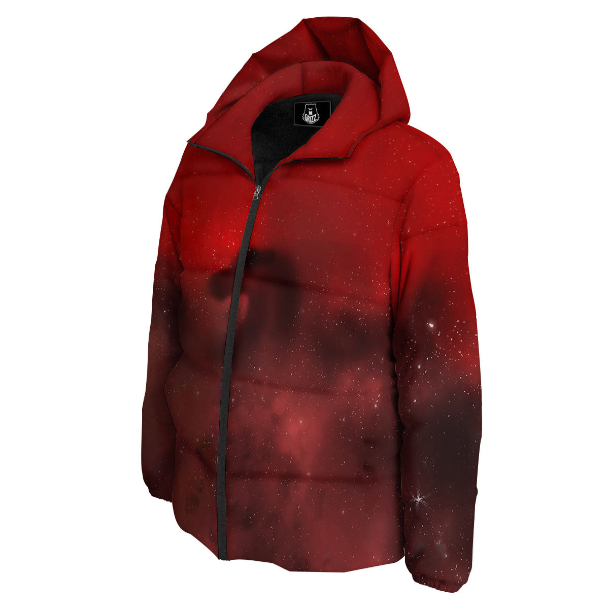 Space Cloud Red Galaxy Print Down Jacket-grizzshop
