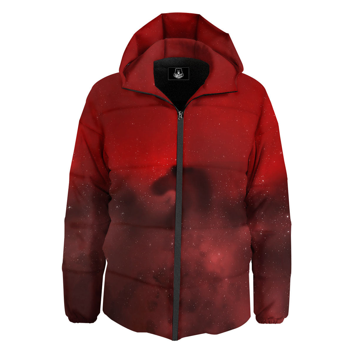 Space Cloud Red Galaxy Print Down Jacket-grizzshop