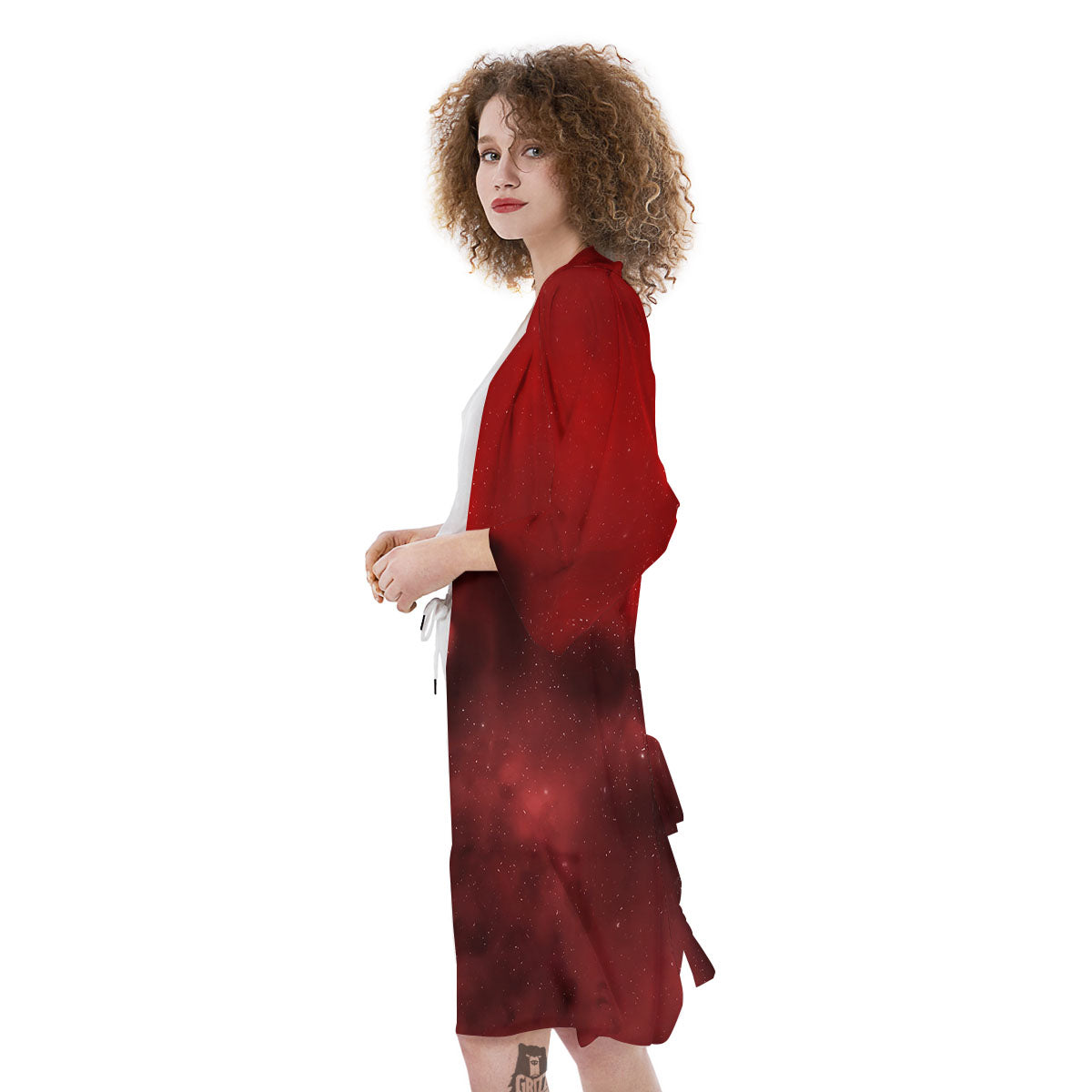 Space Cloud Red Galaxy Print Kimono-grizzshop