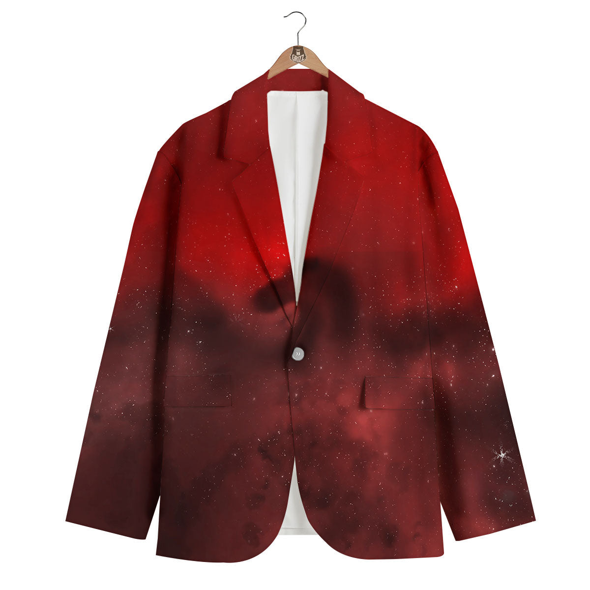 Space Cloud Red Galaxy Print Men's Blazer-grizzshop