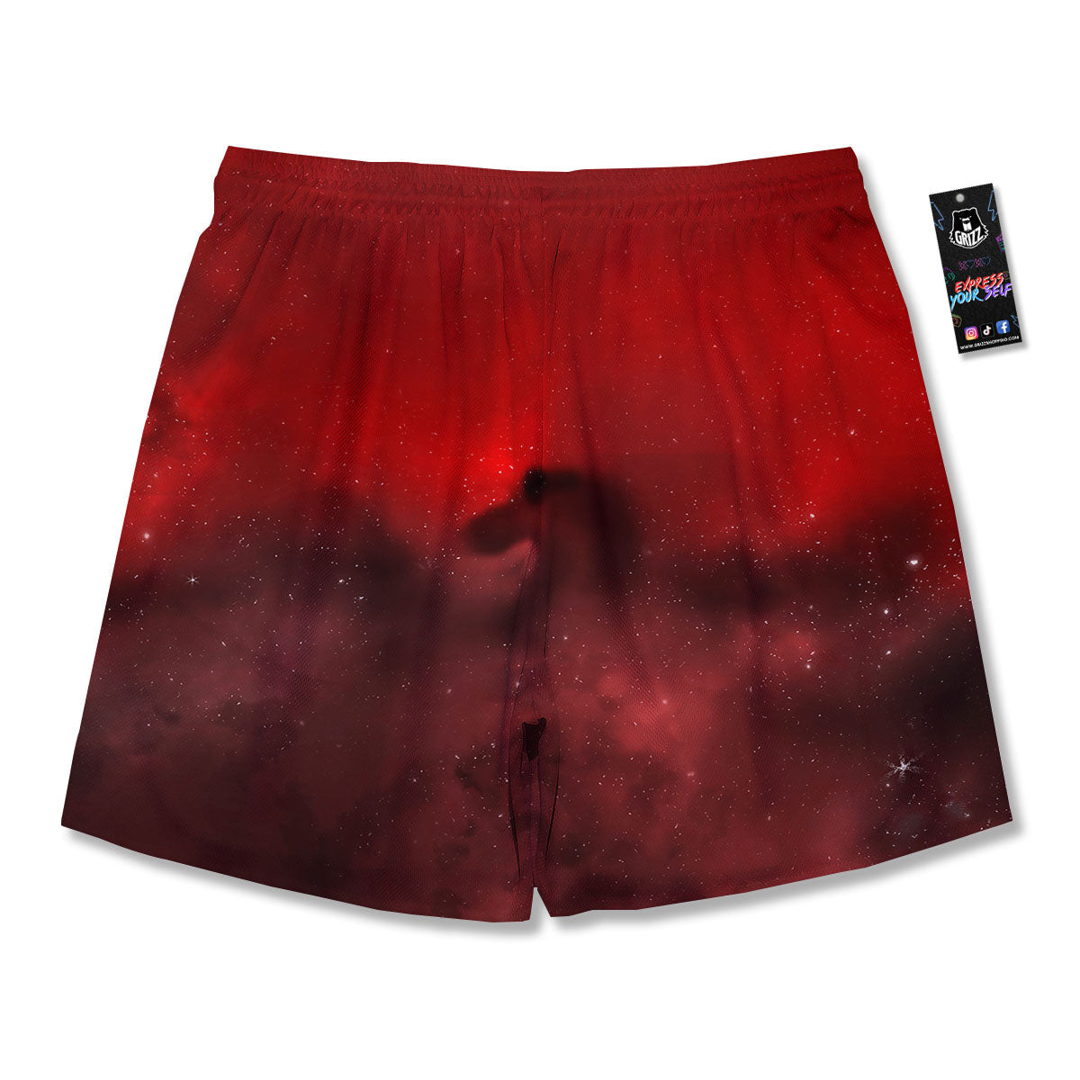 Space Cloud Red Galaxy Print Men's Running Shorts-grizzshop
