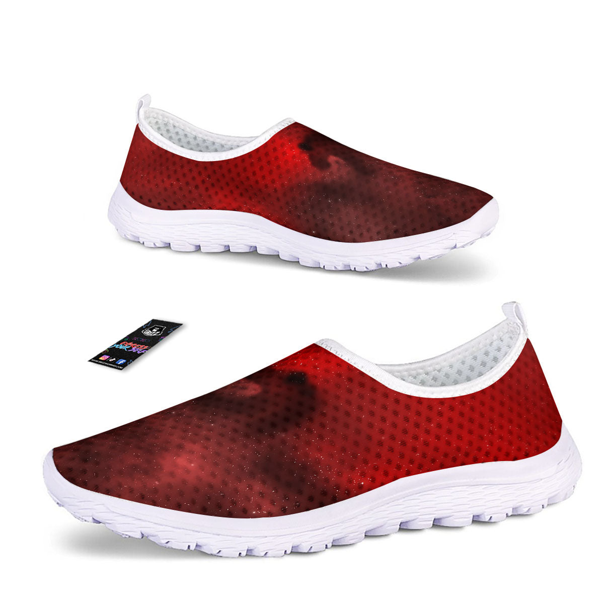 Space Cloud Red Galaxy Print Nurse Shoes-grizzshop