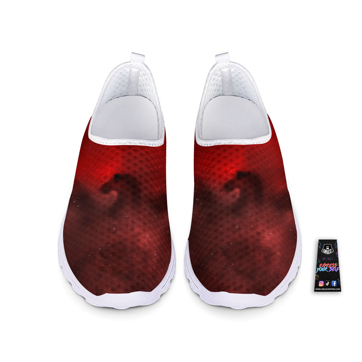Space Cloud Red Galaxy Print Nurse Shoes-grizzshop