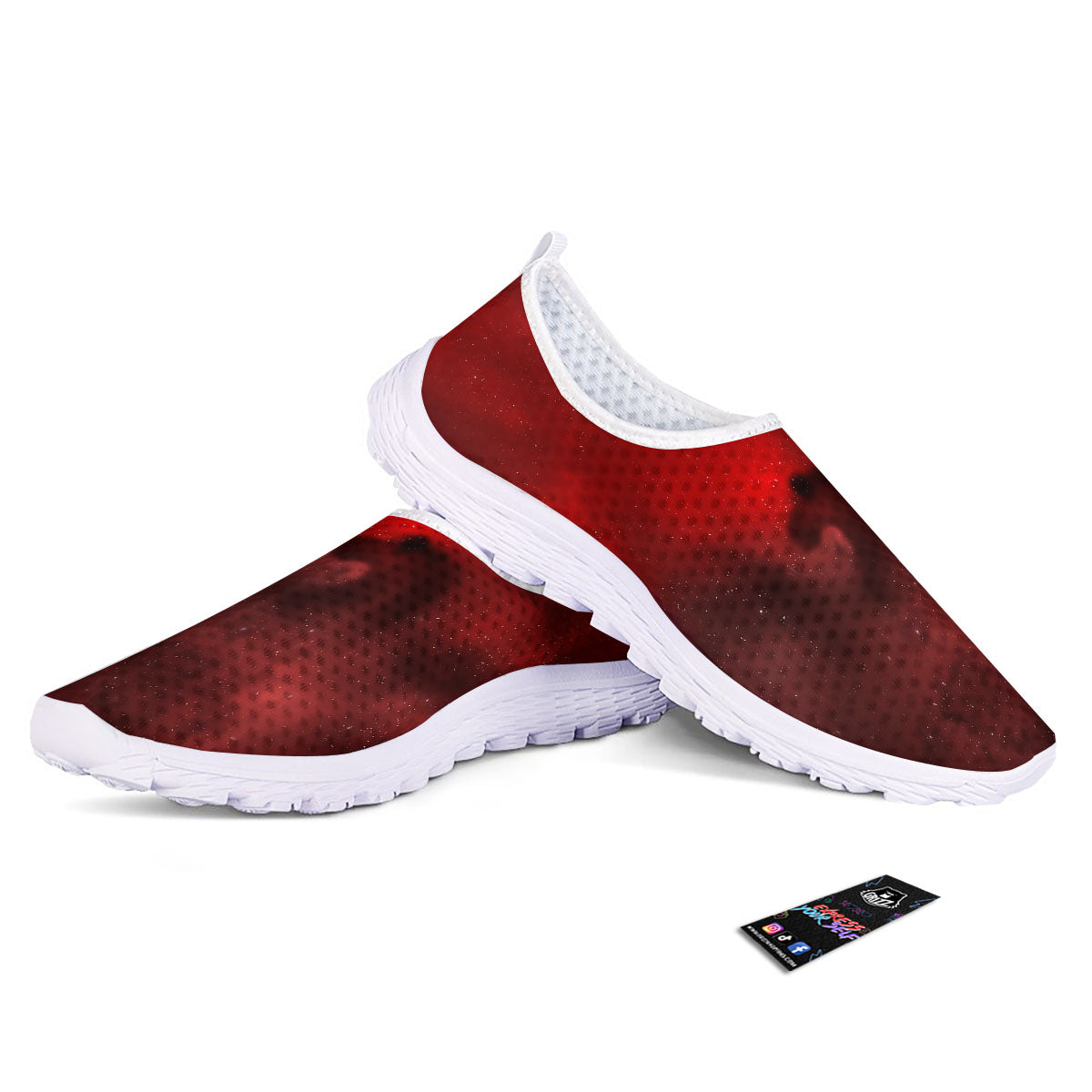 Space Cloud Red Galaxy Print Nurse Shoes-grizzshop