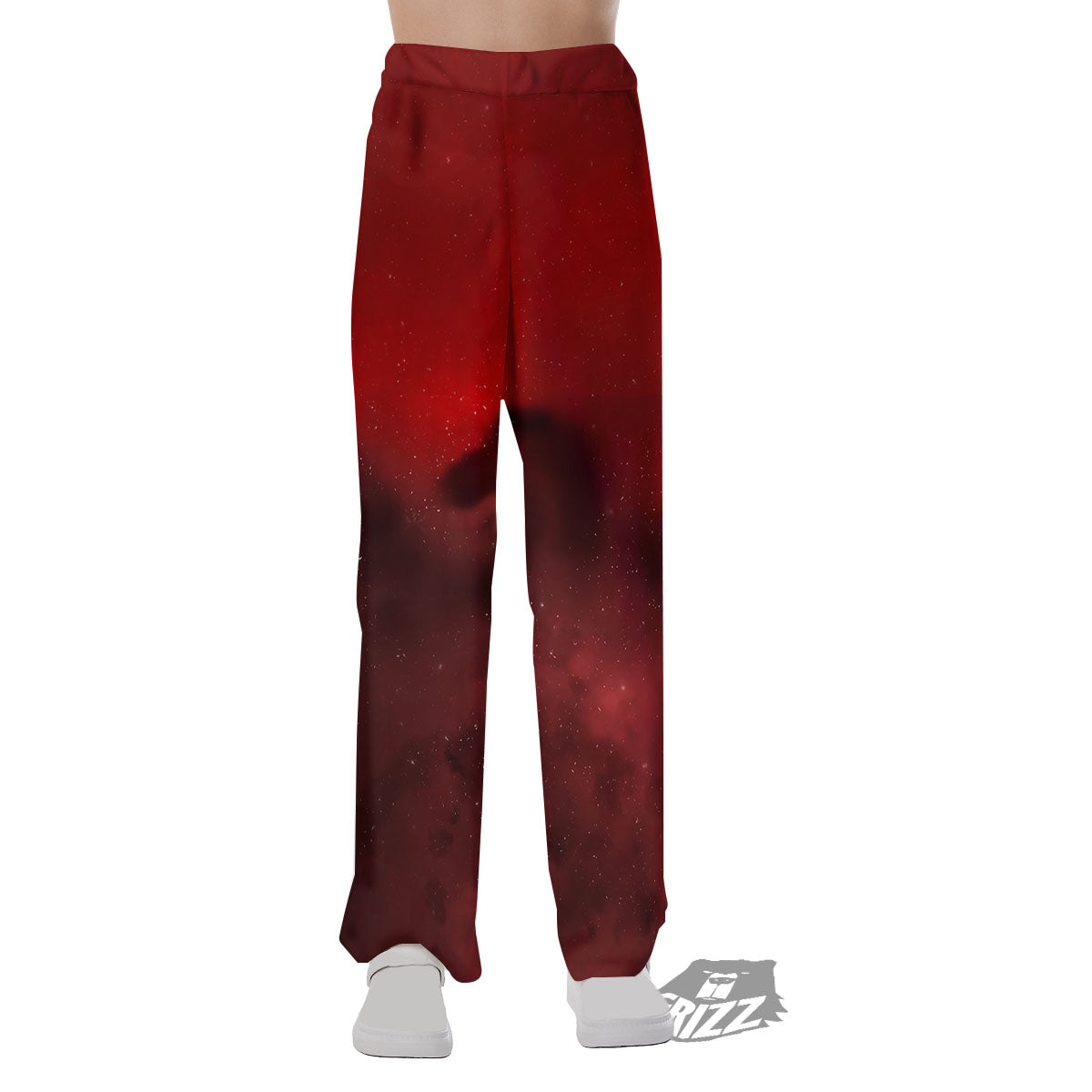 Space Cloud Red Galaxy Print Pajama Pants-grizzshop