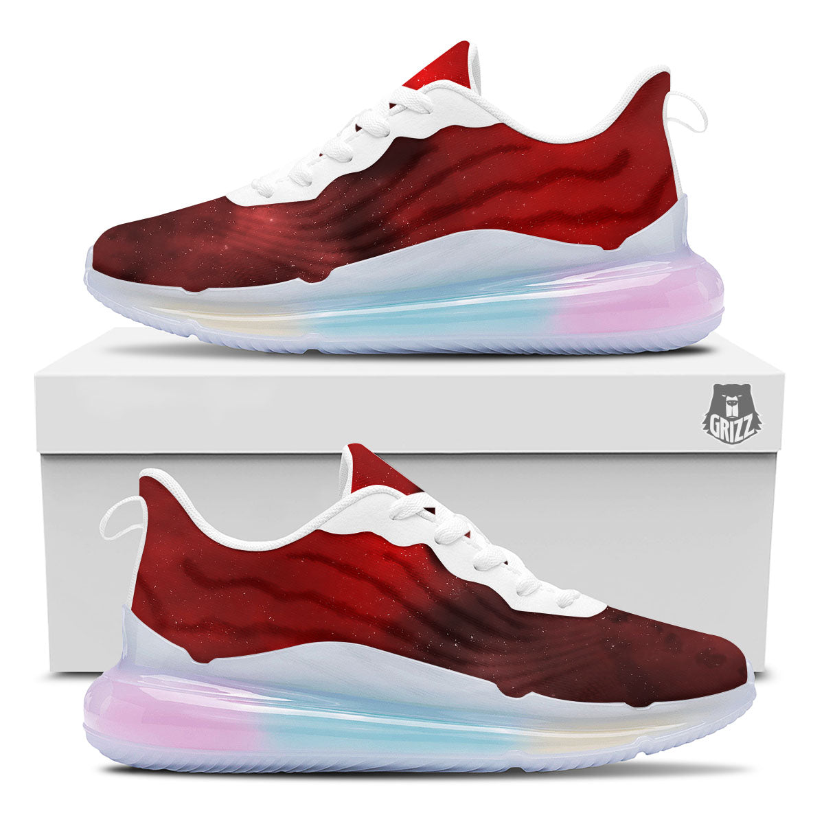 Space Cloud Red Galaxy Print Running Sneakers-grizzshop