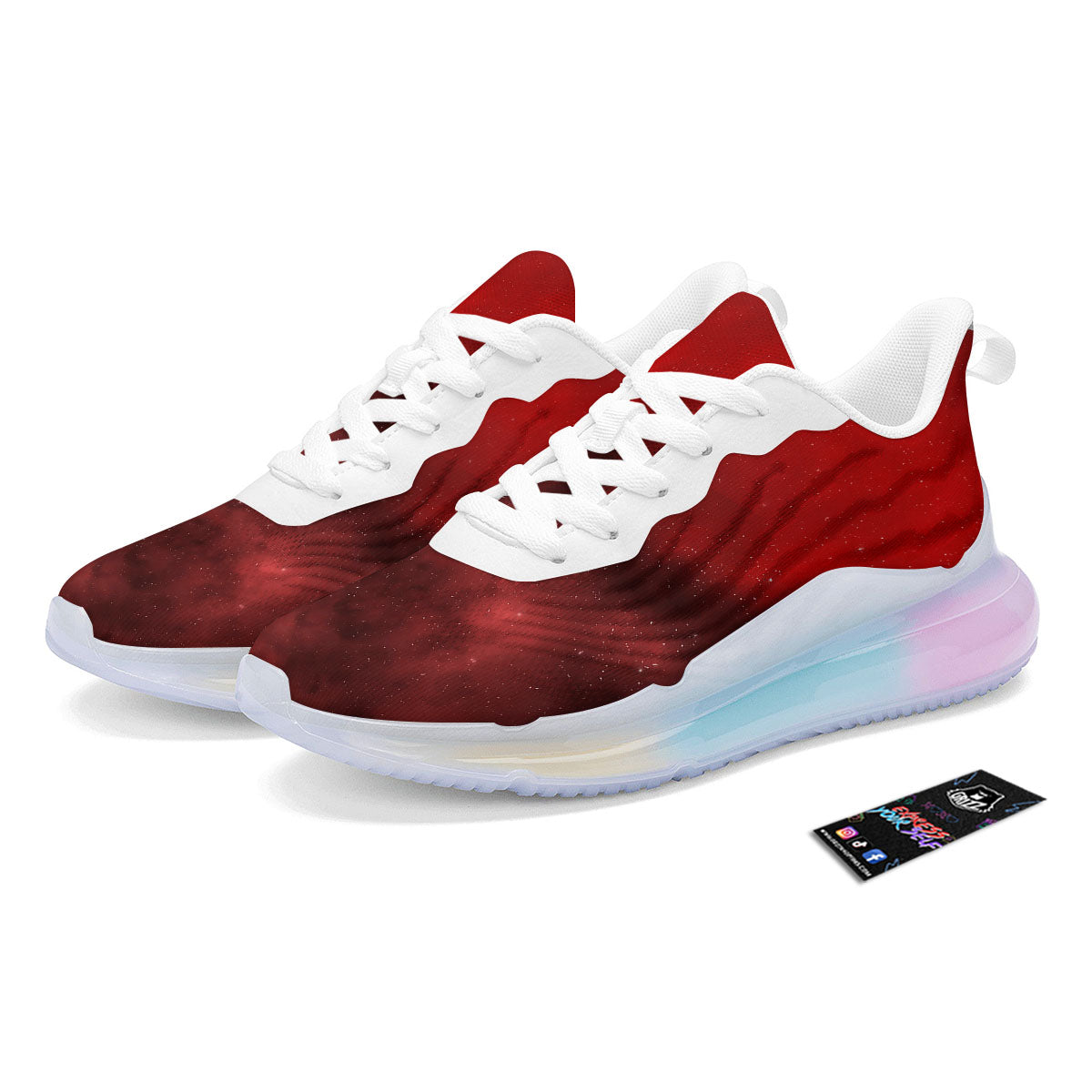 Space Cloud Red Galaxy Print Running Sneakers-grizzshop