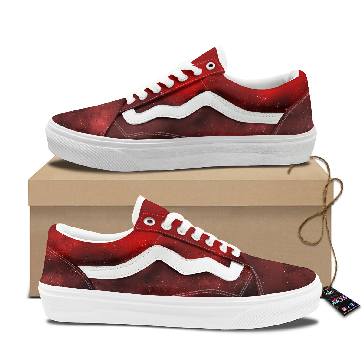 Space Cloud Red Galaxy Print Skate Shoes-grizzshop