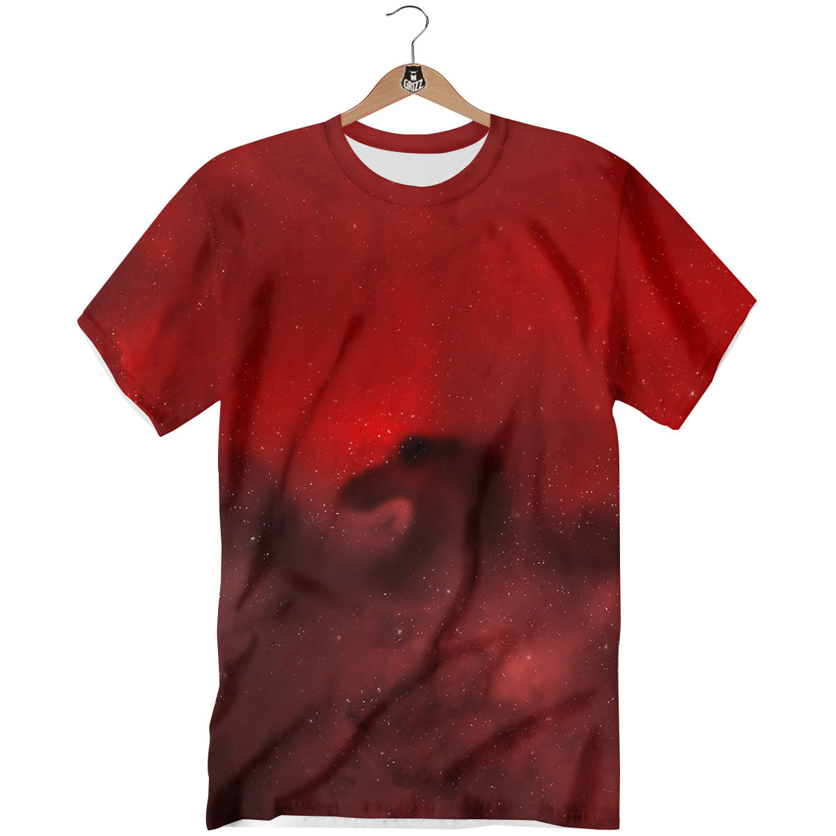 Space Cloud Red Galaxy Print T-Shirt-grizzshop