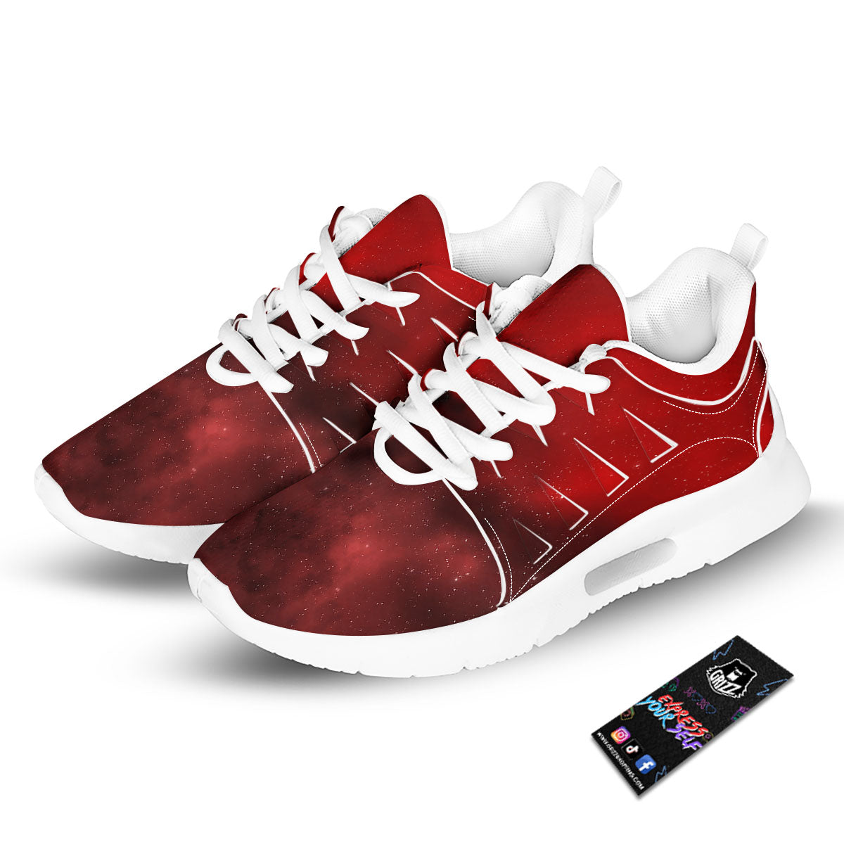 Space Cloud Red Galaxy Print Tennis Shoes-grizzshop