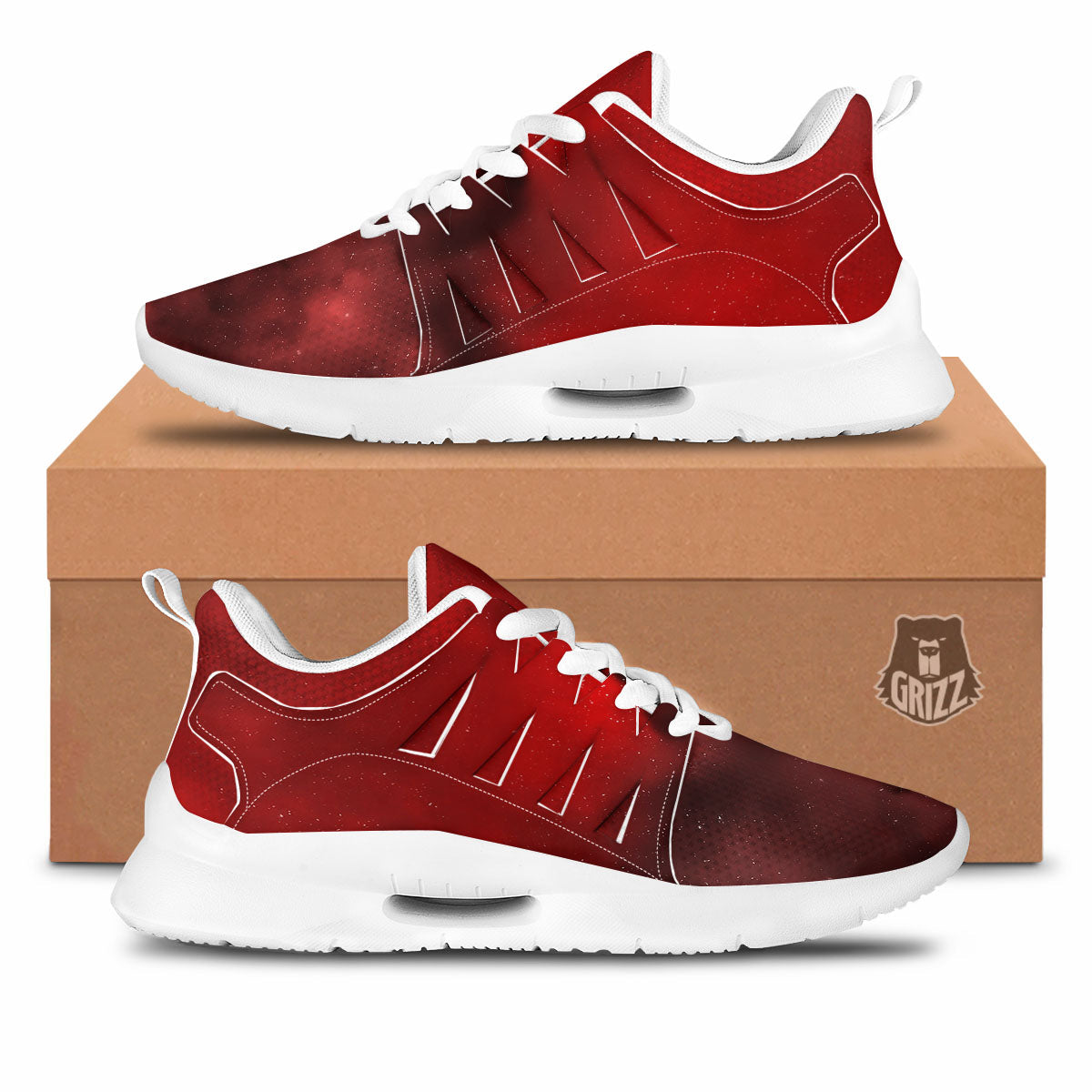 Space Cloud Red Galaxy Print Tennis Shoes-grizzshop