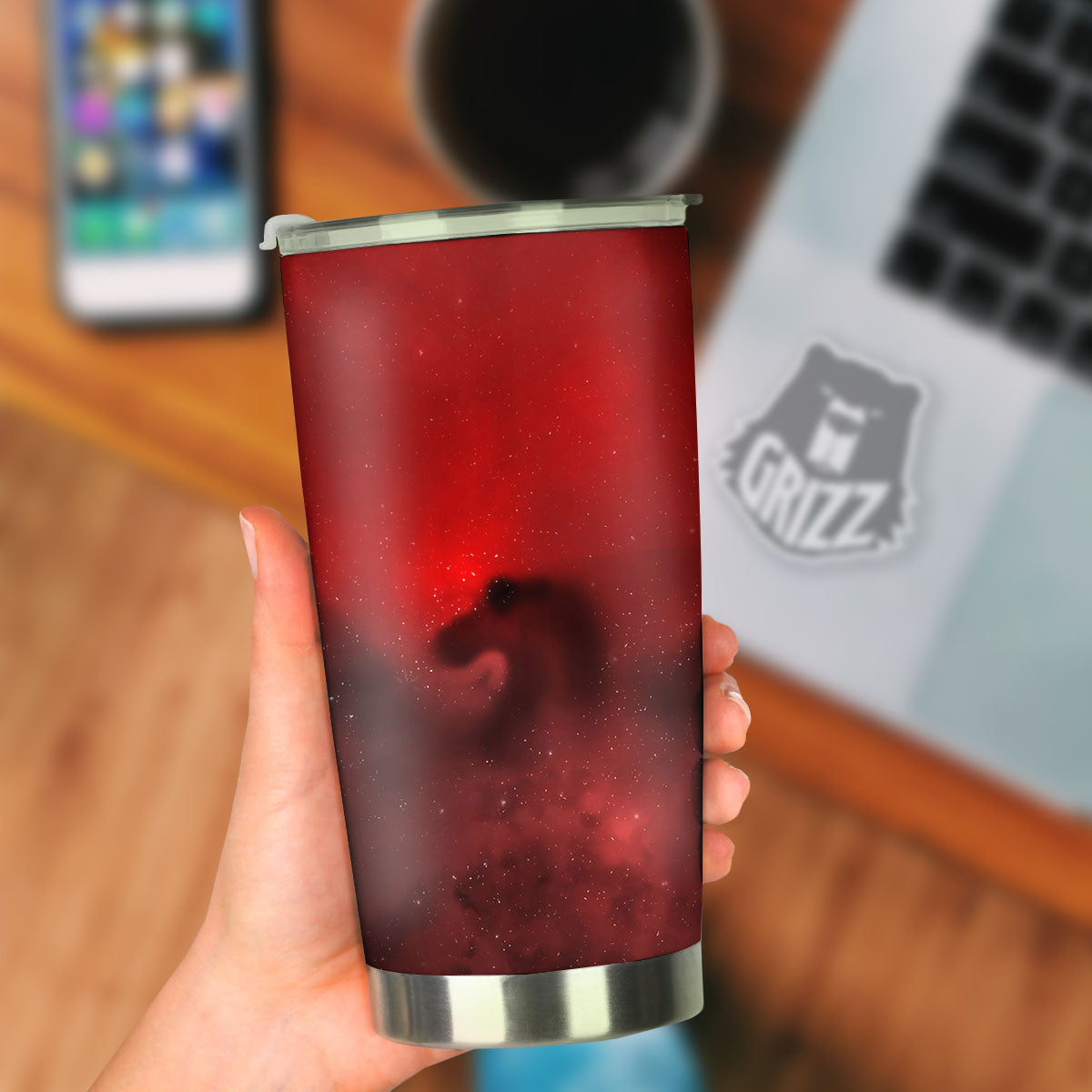 Space Cloud Red Galaxy Print Tumbler-grizzshop