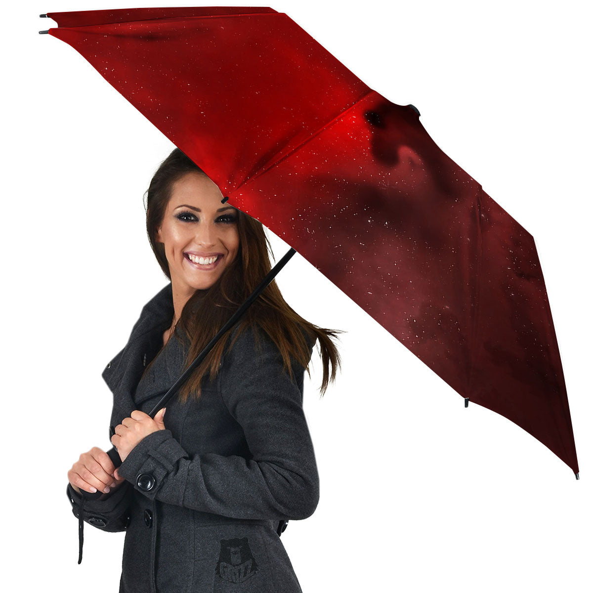 Space Cloud Red Galaxy Print Umbrella-grizzshop