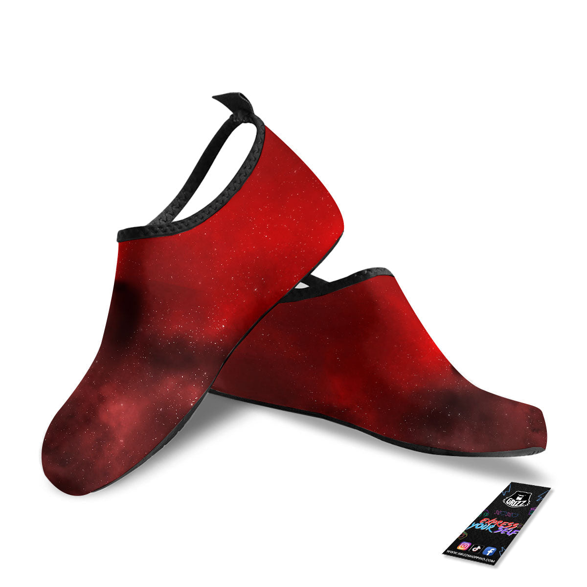 Space Cloud Red Galaxy Print Water Shoes-grizzshop