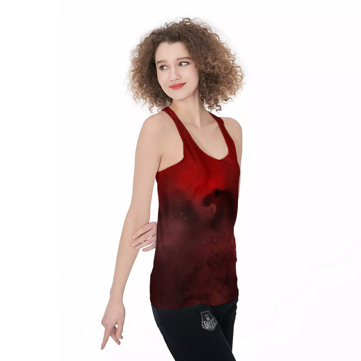 Space Cloud Red Galaxy Print Women's Racerback Tank Top-grizzshop