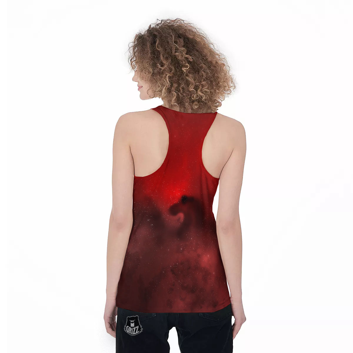 Space Cloud Red Galaxy Print Women's Racerback Tank Top-grizzshop