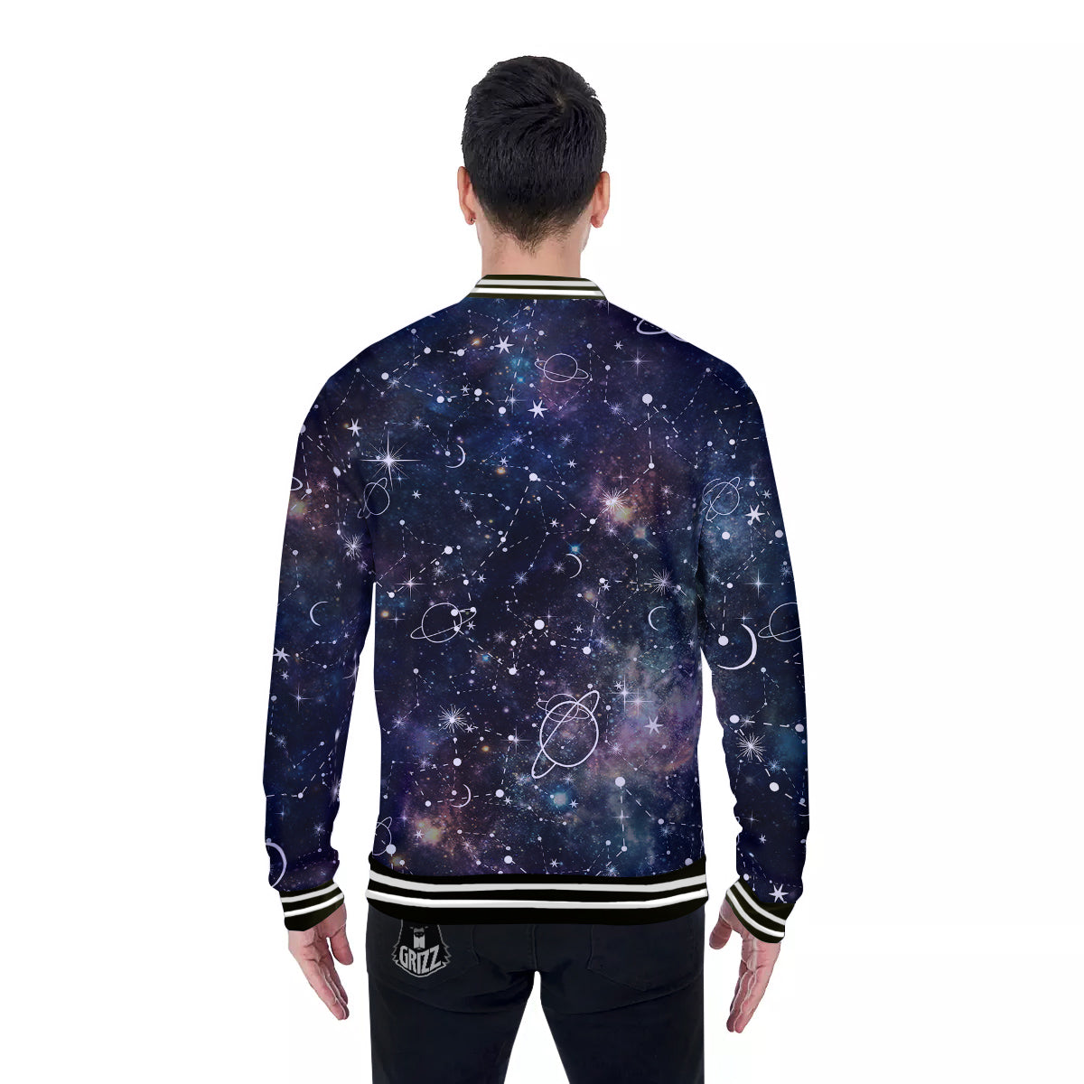 Space Constellation Galaxy Print Baseball Jacket-grizzshop