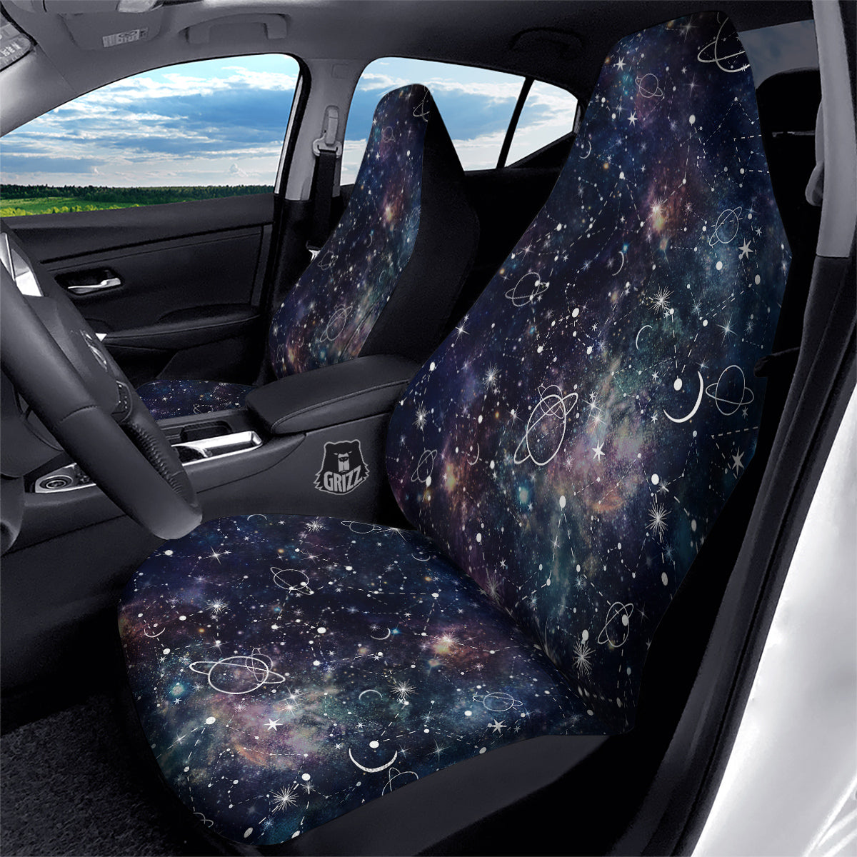 Space Constellation Galaxy Print Car Seat Covers-grizzshop