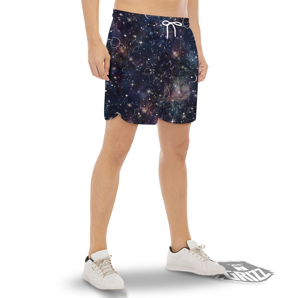 Space Constellation Galaxy Print Men's Gym Shorts-grizzshop