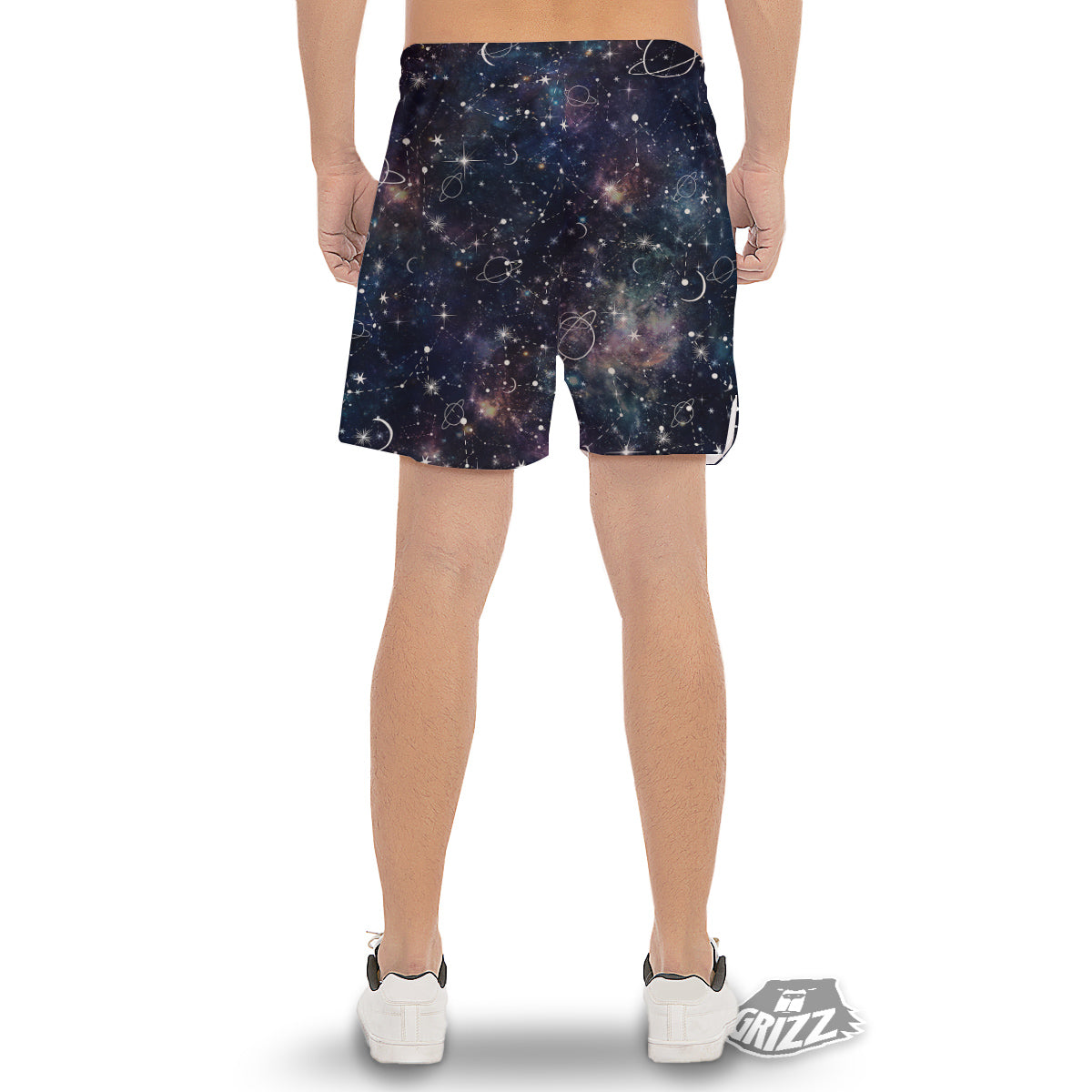 Space Constellation Galaxy Print Men's Gym Shorts-grizzshop