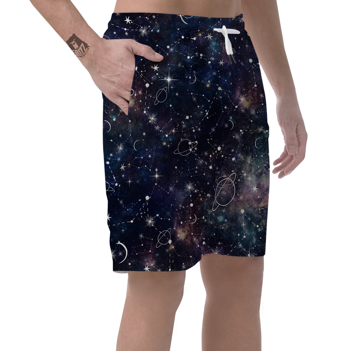 Space Constellation Galaxy Print Men's Shorts-grizzshop