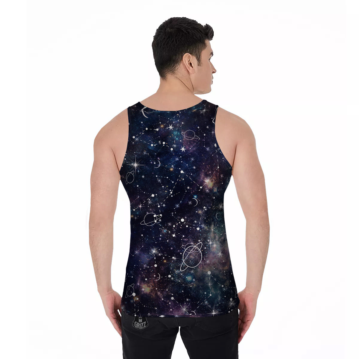 Space Constellation Galaxy Print Men's Tank Top-grizzshop