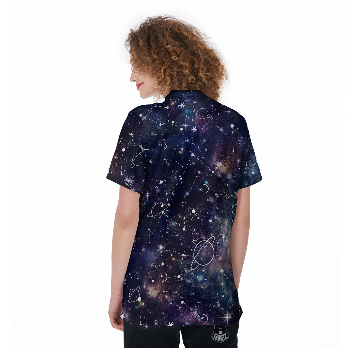 Space Constellation Galaxy Print Women's Golf Shirts-grizzshop