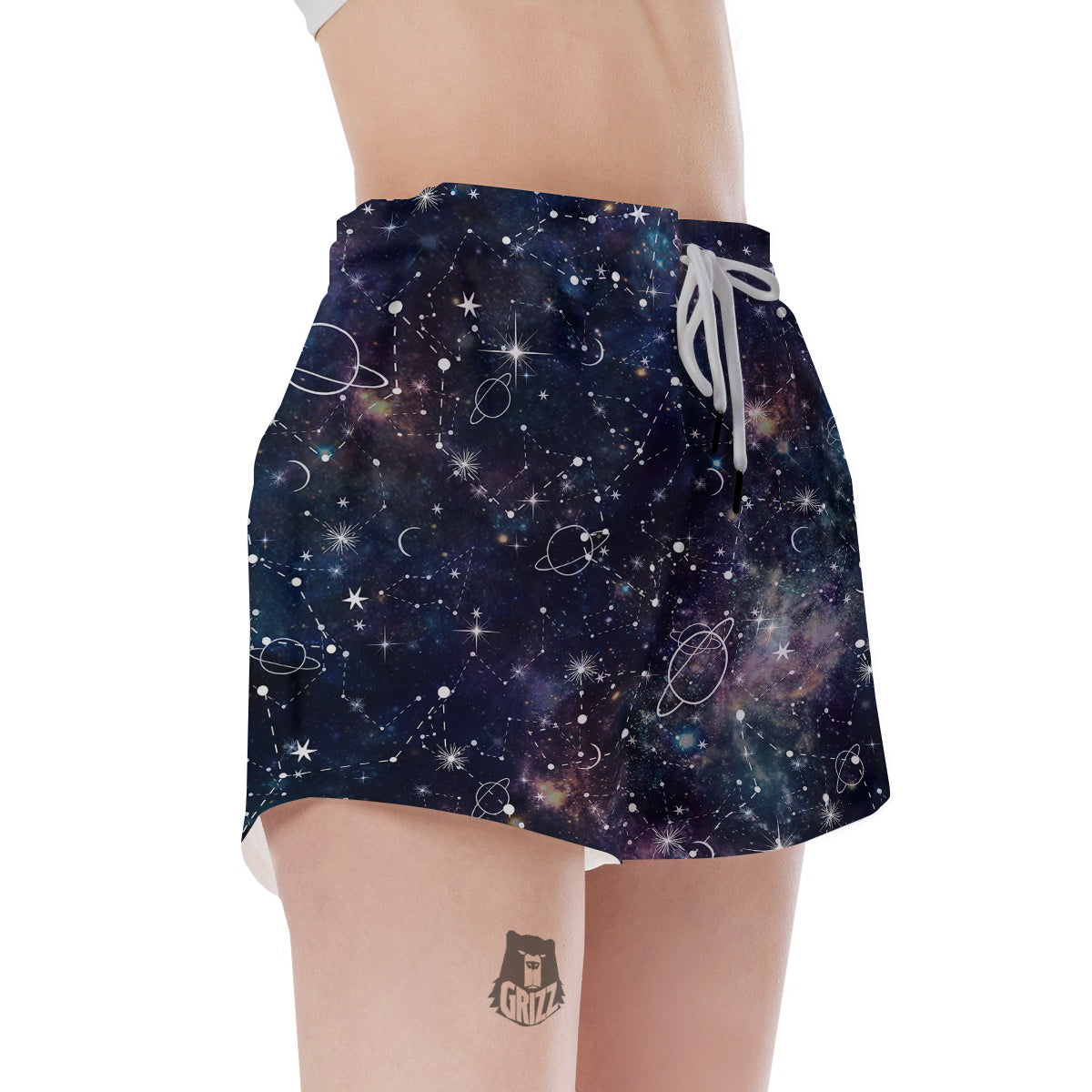 Space Constellation Galaxy Print Women's Shorts-grizzshop