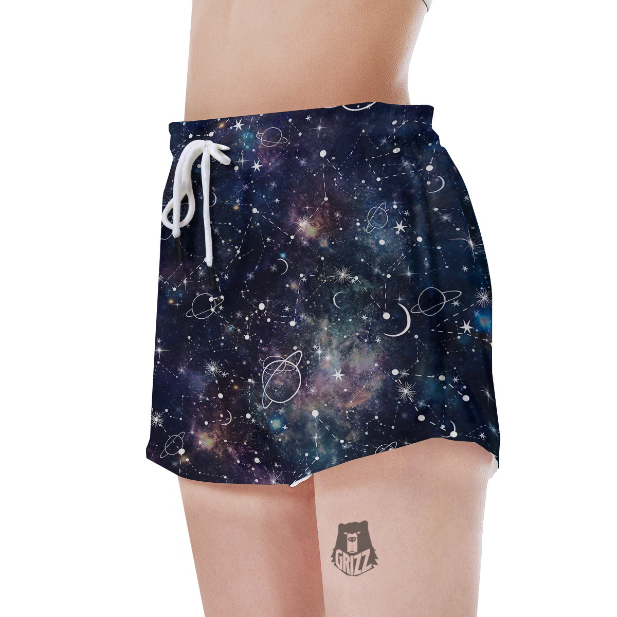 Space Constellation Galaxy Print Women's Shorts-grizzshop