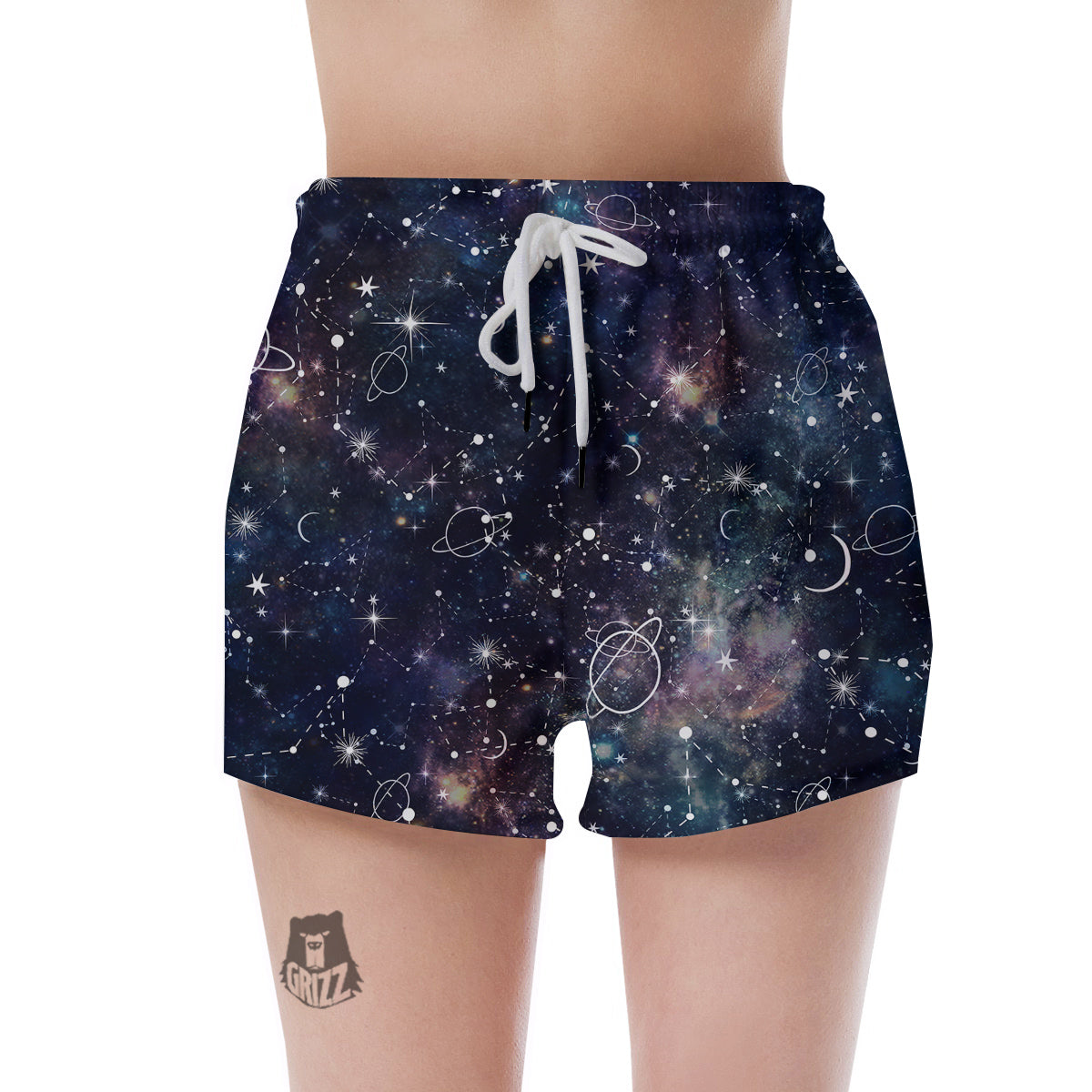 Space Constellation Galaxy Print Women's Shorts-grizzshop