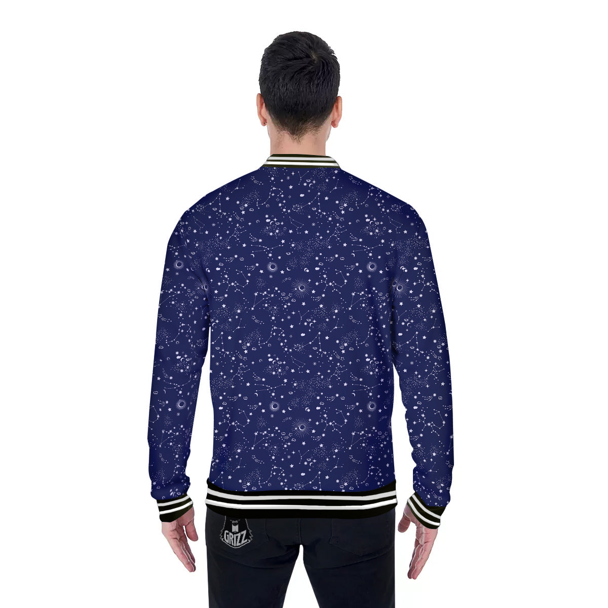 Space Constellation Print Pattern Baseball Jacket-grizzshop