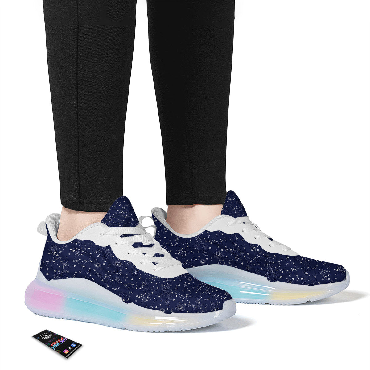 Space Constellation Print Pattern Running Sneakers-grizzshop
