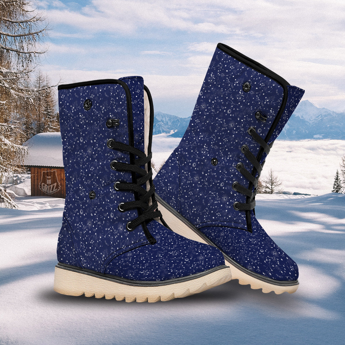 Space Constellation Print Pattern Snow Boots-grizzshop