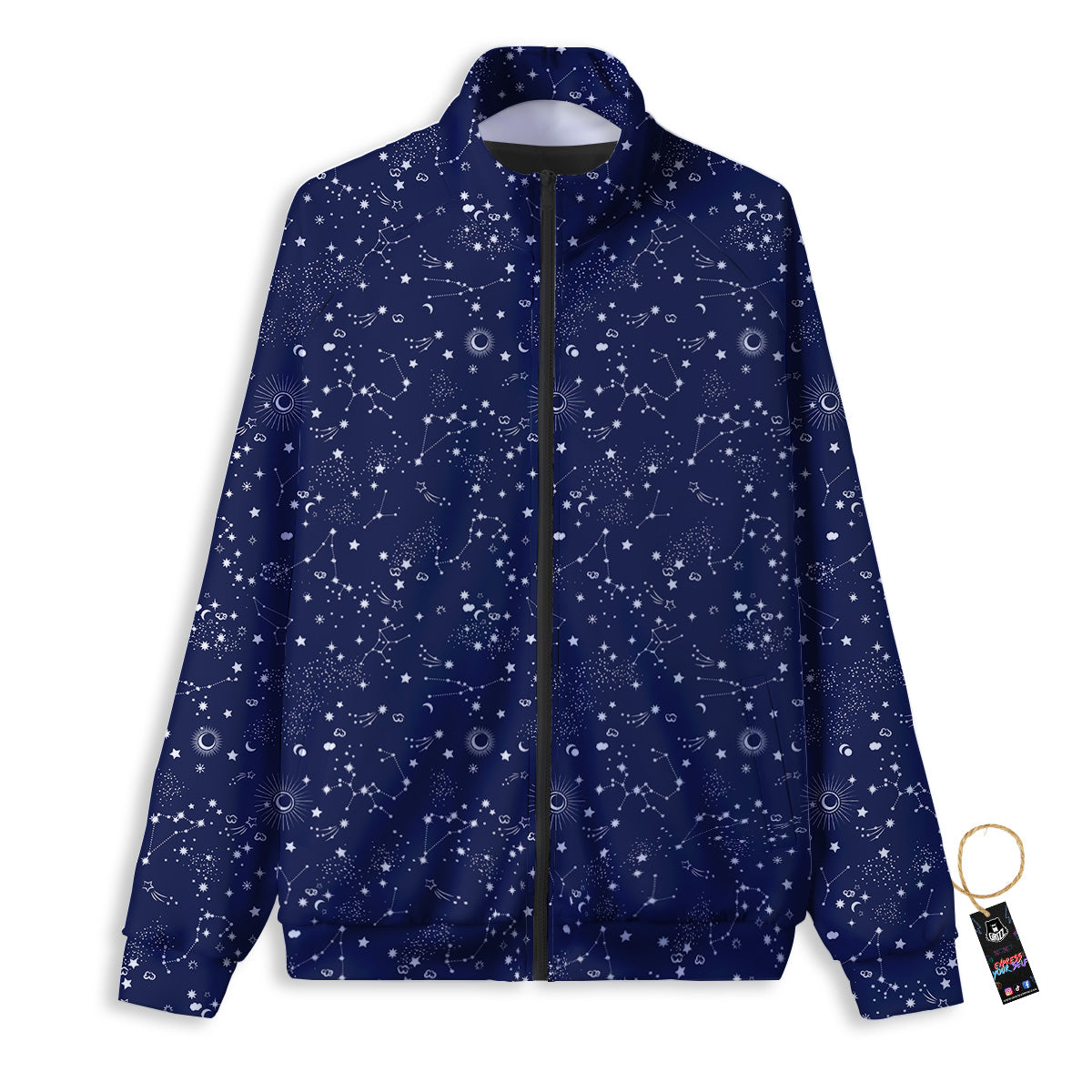 Space Constellation Print Pattern Track Jacket-grizzshop