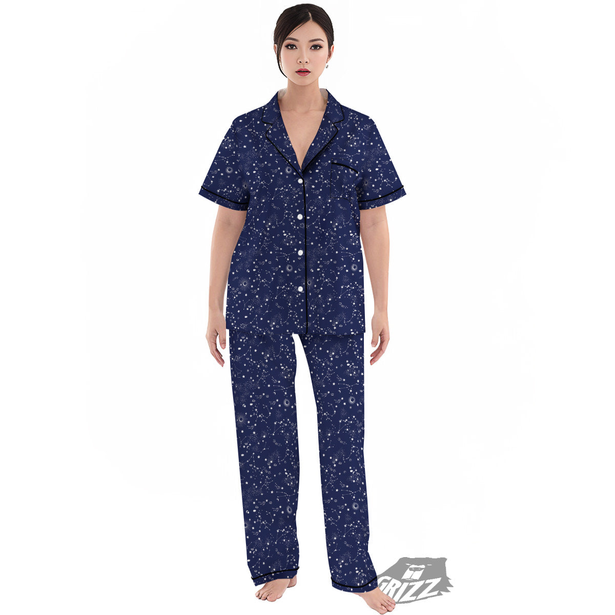 Space Constellation Print Pattern Women's Pajamas Set-grizzshop