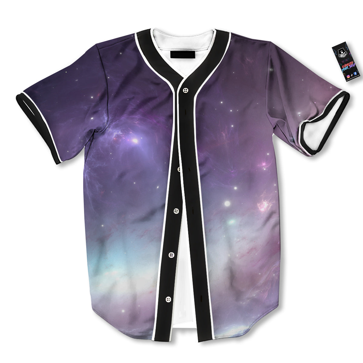 Space Cosmic Print Baseball Jersey-grizzshop