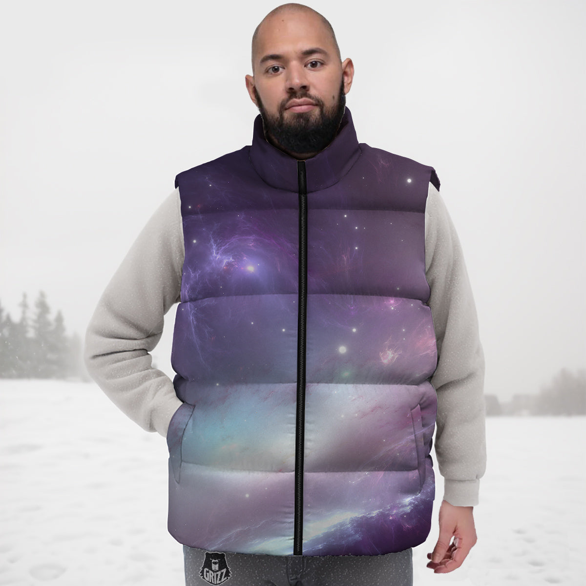 Space Cosmic Print Down Vest
