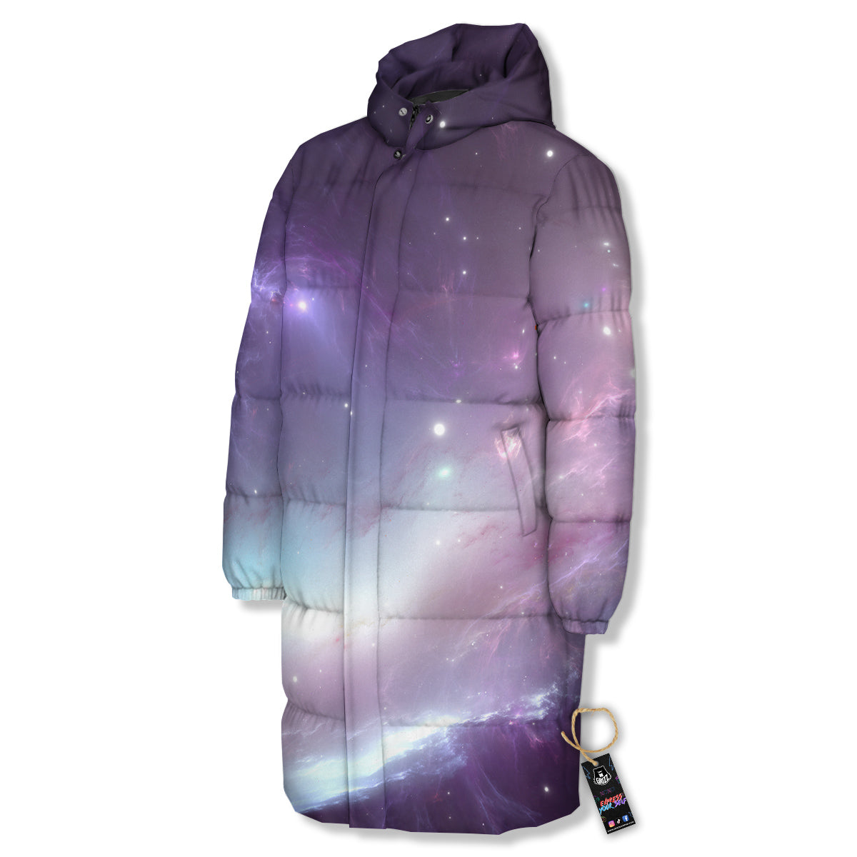 Space Cosmic Print Long Down Jacket-grizzshop