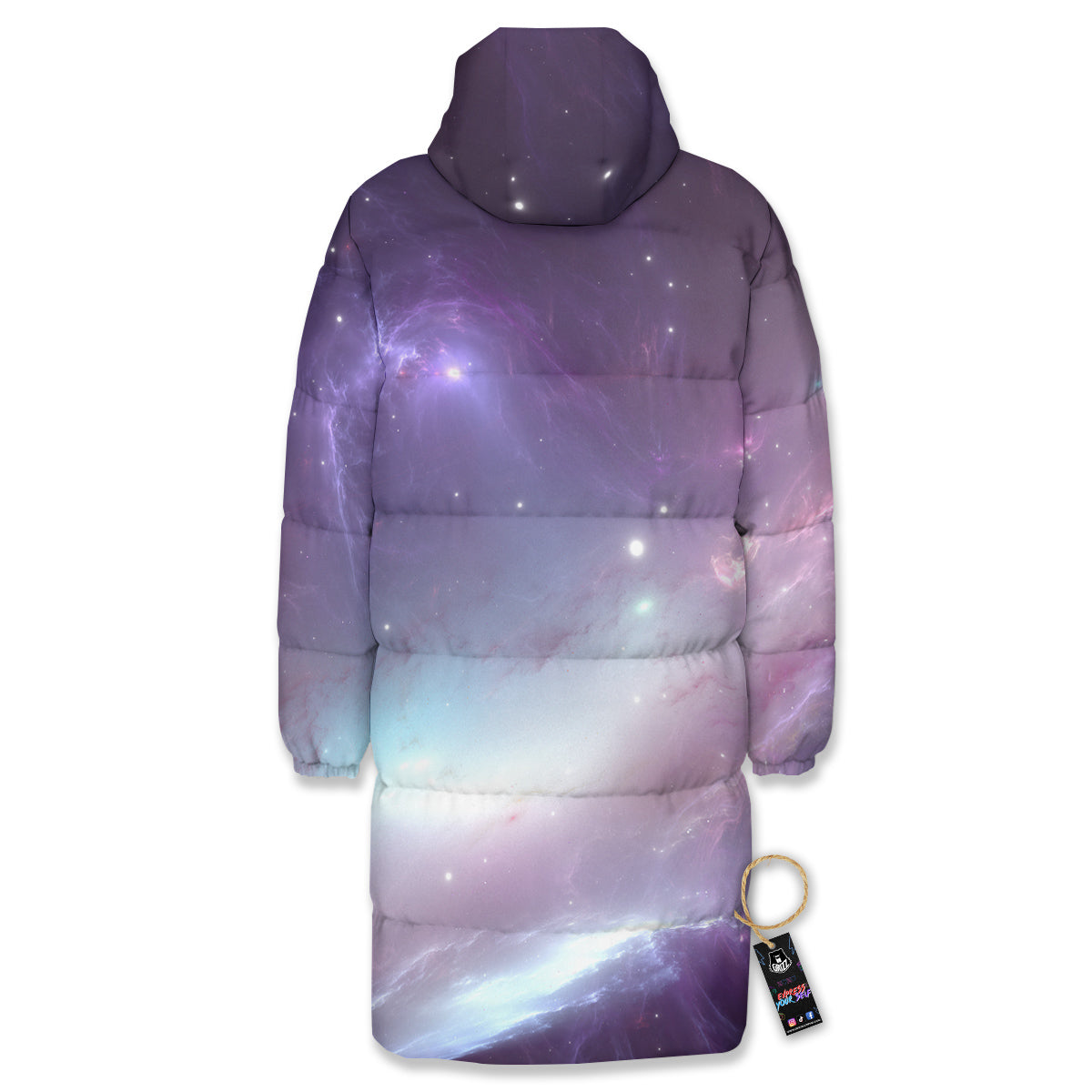 Space Cosmic Print Long Down Jacket-grizzshop