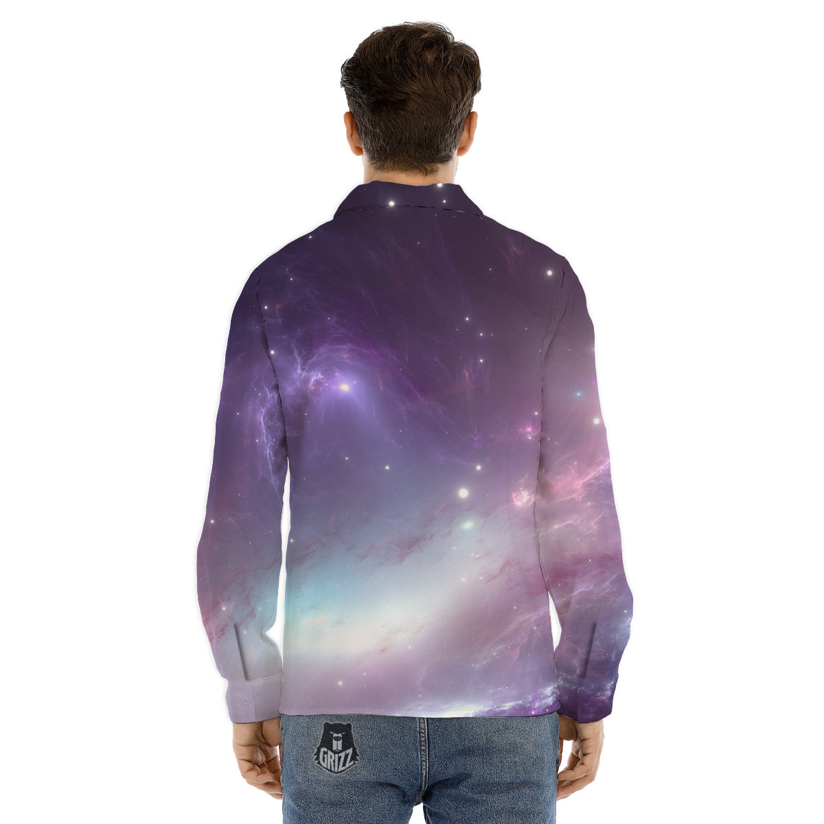Space Cosmic Print Men's Dress Shirts-grizzshop