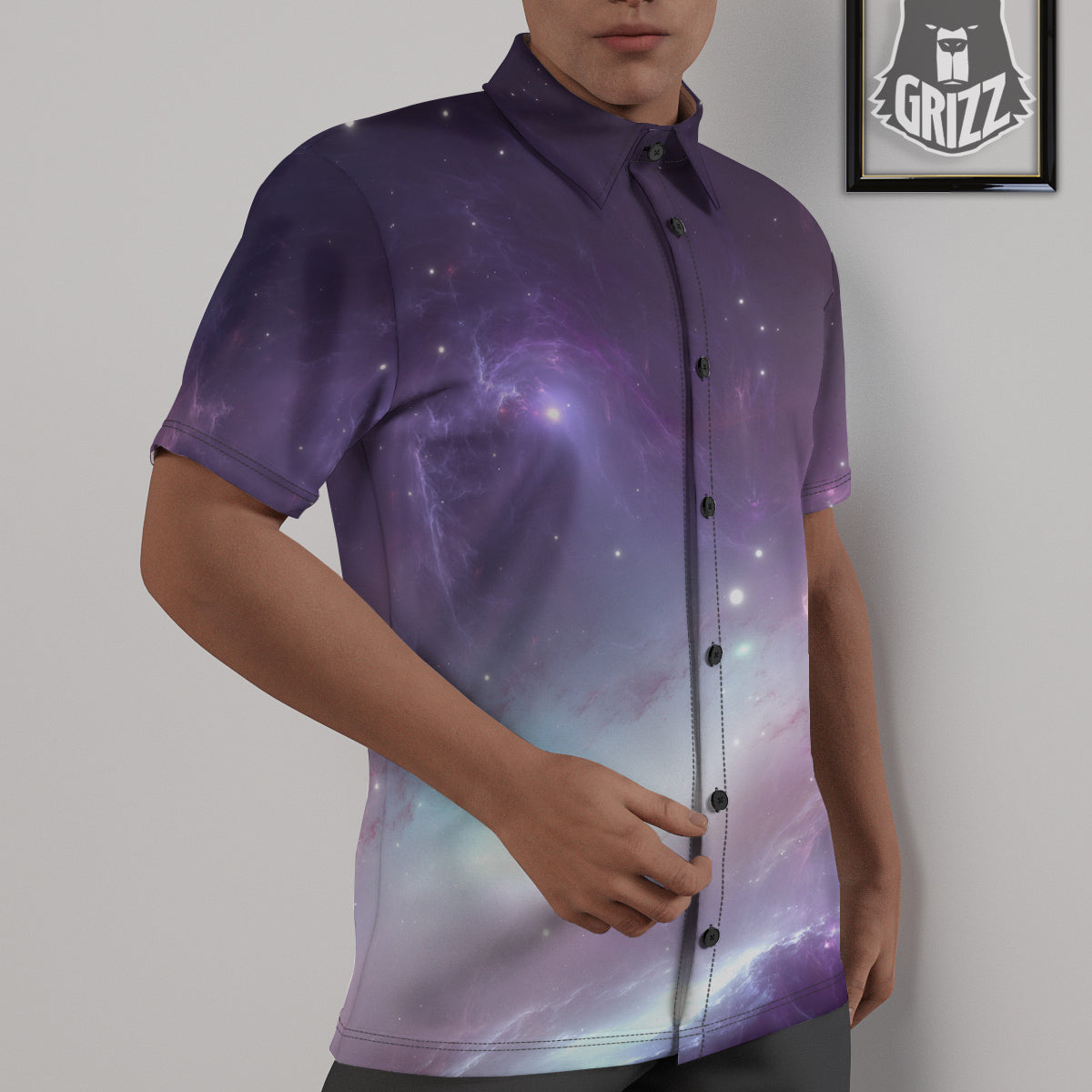 Space Cosmic Print Untucked Shirts-grizzshop