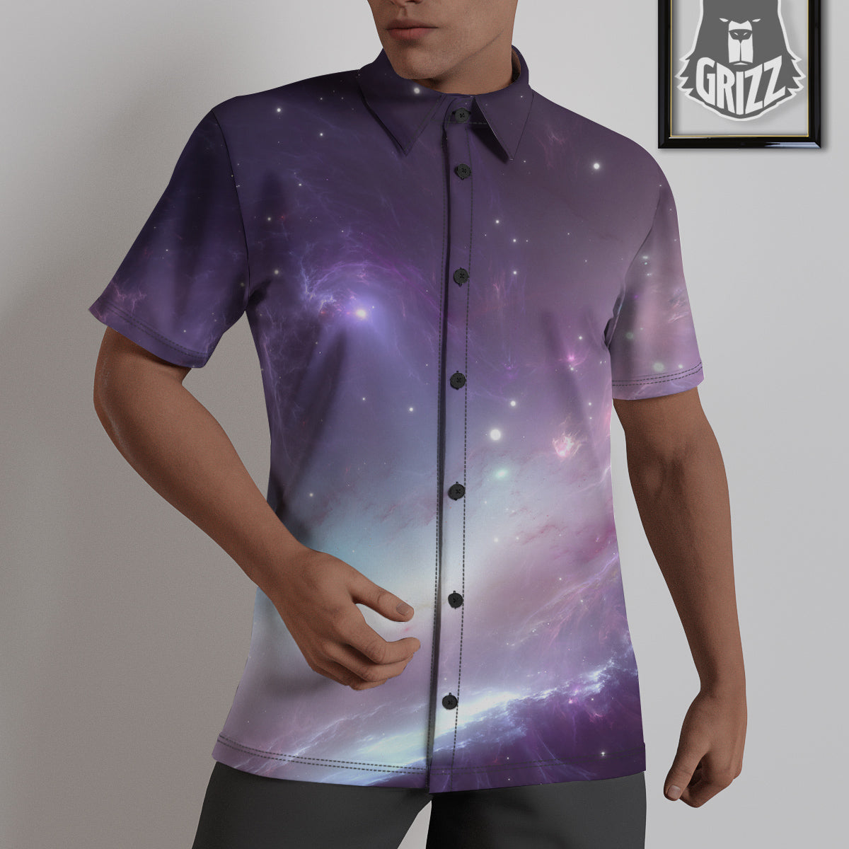 Space Cosmic Print Untucked Shirts-grizzshop