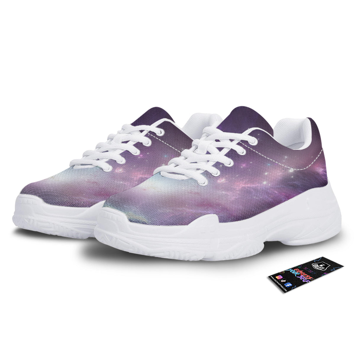 Space Cosmic Print White Chunky Shoes-grizzshop